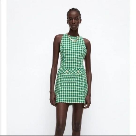 NWT ZARA Bloggers Fave Textured Pinafore Mini Dress Size Small - Picture 7 of 11